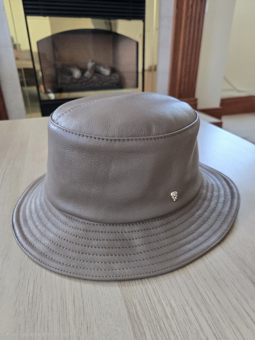 Helen Kaminski Taupe Leather Bucket Hat